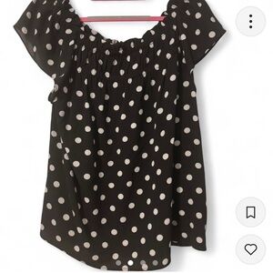 Cece Polka Dot Off-Shoulder Top L